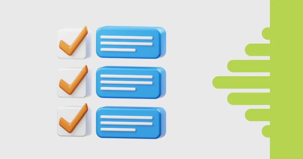 Imagem ilustrativa de um organizador de tarefas com ícones de checklist e blocos de texto, representando funcionalidades do TaskRush, ferramenta gratuita de time tracking e gestão de tarefas.