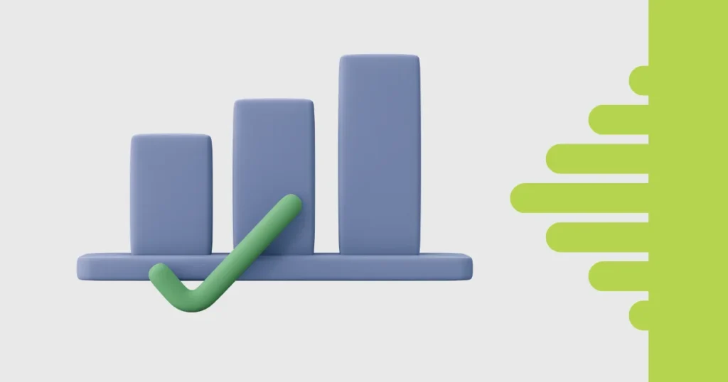 Imagem ilustrativa de gráfico em barras com check verde, representando acompanhamento de desempenho em sprints no TaskRush, ideal para equipes que utilizam Scrum ou Kanban.